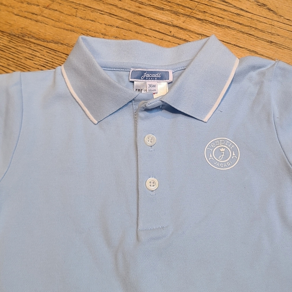 NWOT Jacadi blue polo shirt onesie 36 mo 96 cm